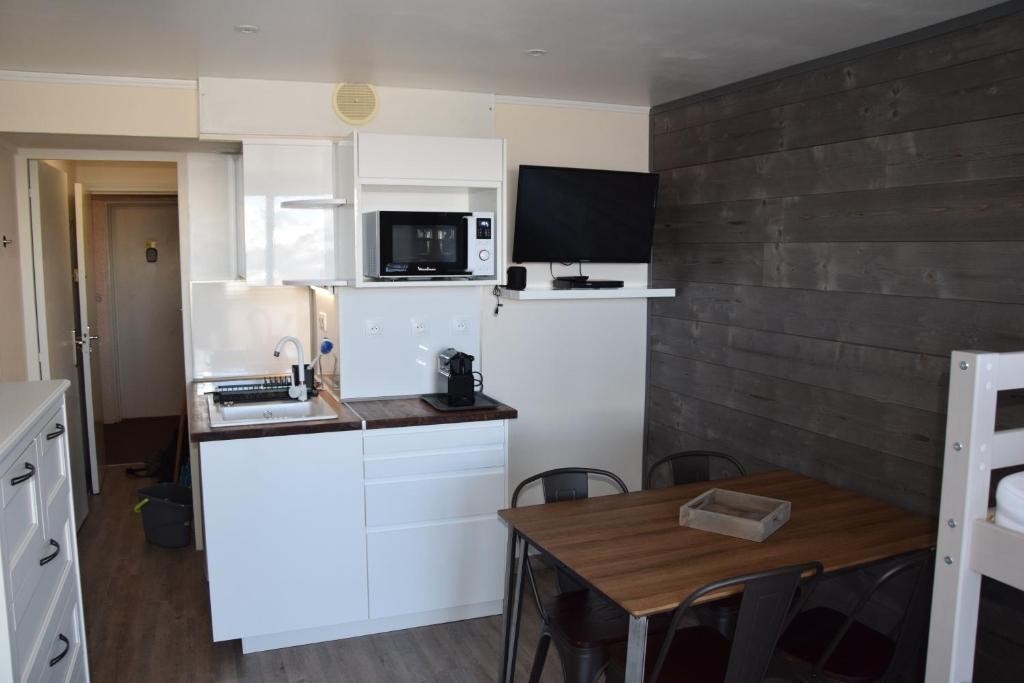 Appartement Studio renove le Corbier 4 personnes 22m2 domaine les Sybelles Classe 2 etoiles label qualite le corbier appartement pied des pistes 10