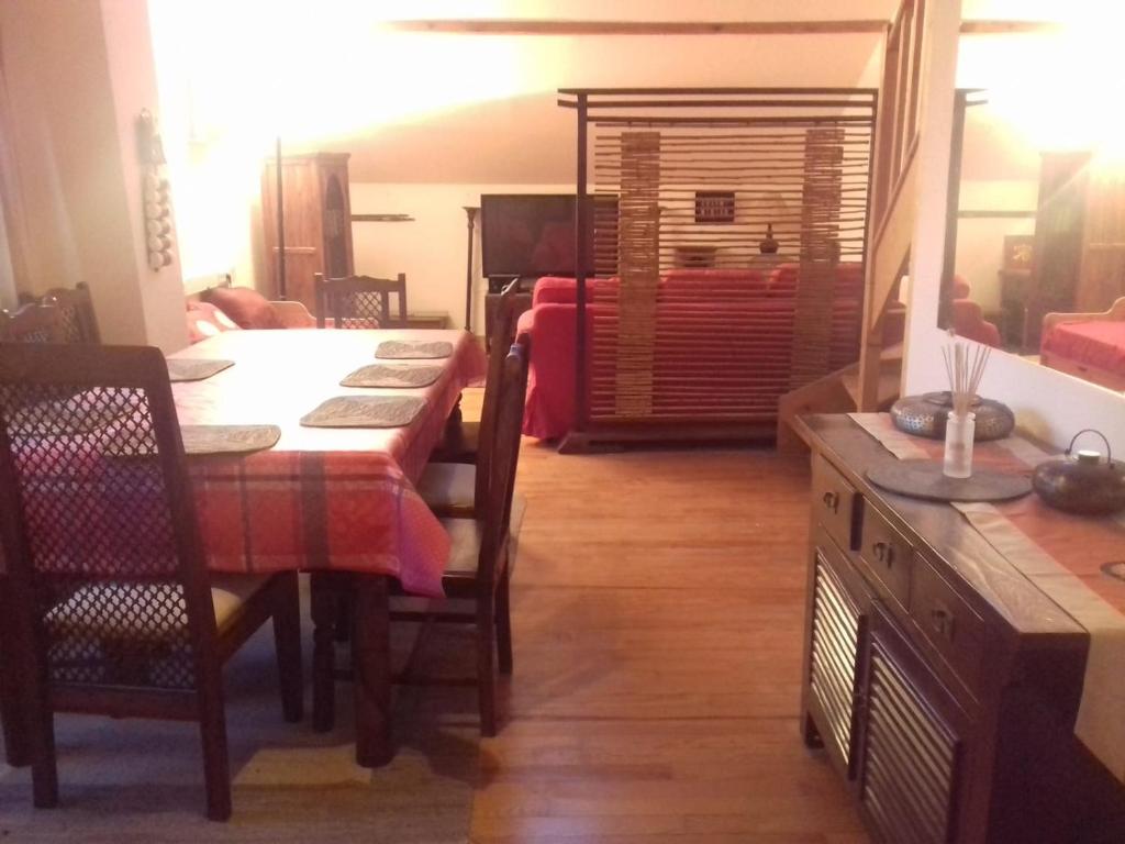 Appartement en loft 50m2 dans maison avec chambre en mezzanine et canapes lits dans salon appartement pied des pistes 4