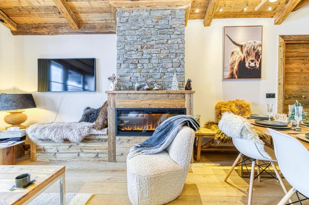 Appartement style chalet 5 vue Mont Blanc Arc 1950 appartement pied des pistes