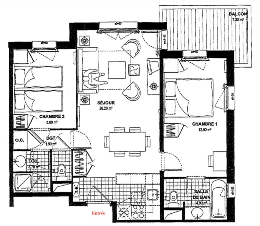Arc 1950 3 pieces 6 personnes Luxe Manoir Savoie appartement pied des pistes 15