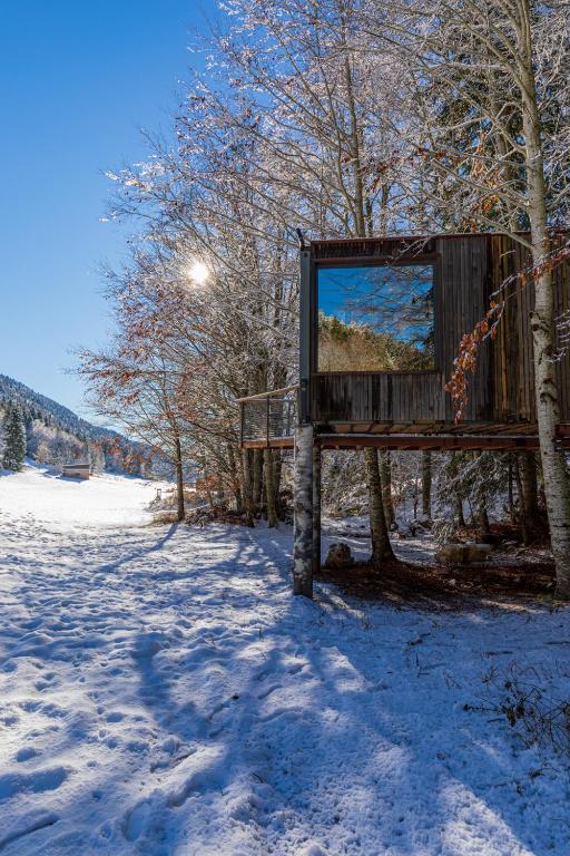 Cabane perchee La Resilience sur le plateau du Vercors gite pied des pistes