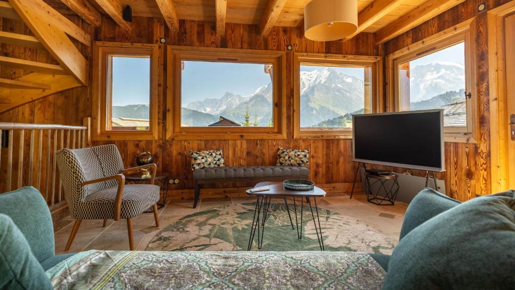 Chalet sur les pistes aux Communailles face au Mont BIanc chalet pied des pistes 15