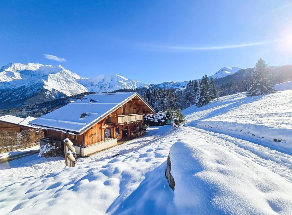 Chalet sur les pistes aux Communailles face au Mont BIanc chalet pied des pistes