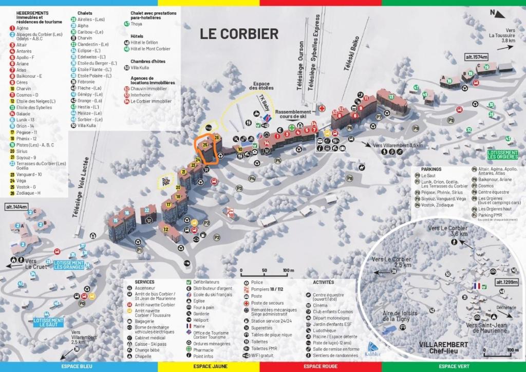 Corbier centre Vostok 32m2 balcon Sud vue pistes Classe Tourisme appartement pied des pistes 10