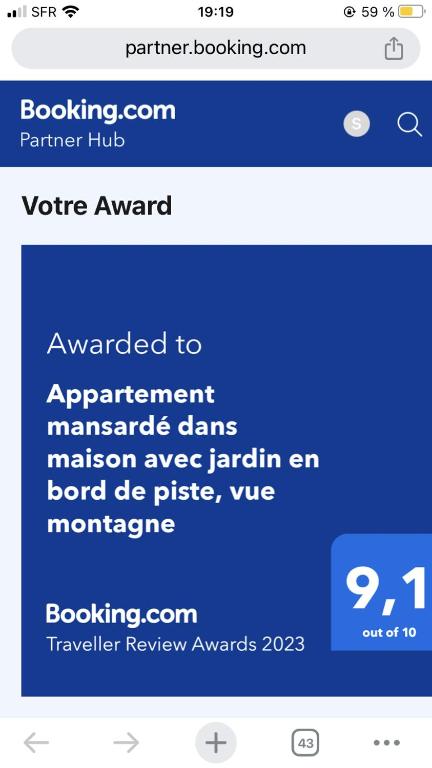 Logement mansarde dans maison avec jardin en bord de piste vue montagne appartement pied des pistes 17