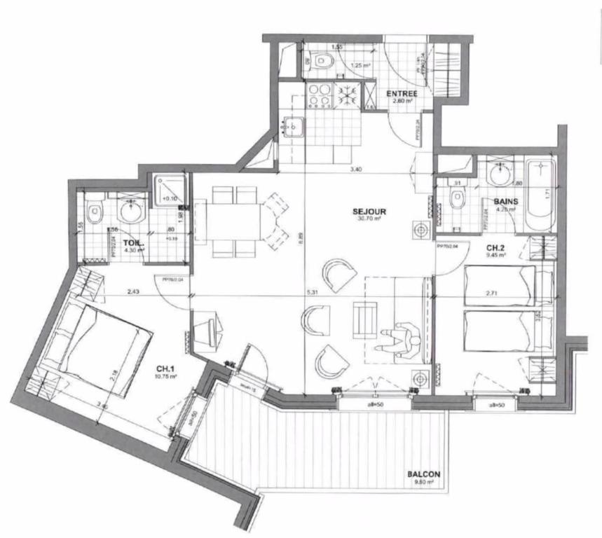 Spacious ski in ski out apartment 4 6 pax 161 Sources de Marie Arc 1950 appartement pied des pistes 7