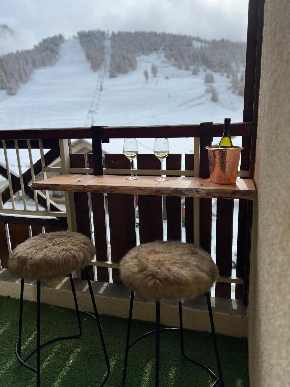 Studio Dama neuf 4 p avec terrasse vue imprenable appartement pied des pistes 8